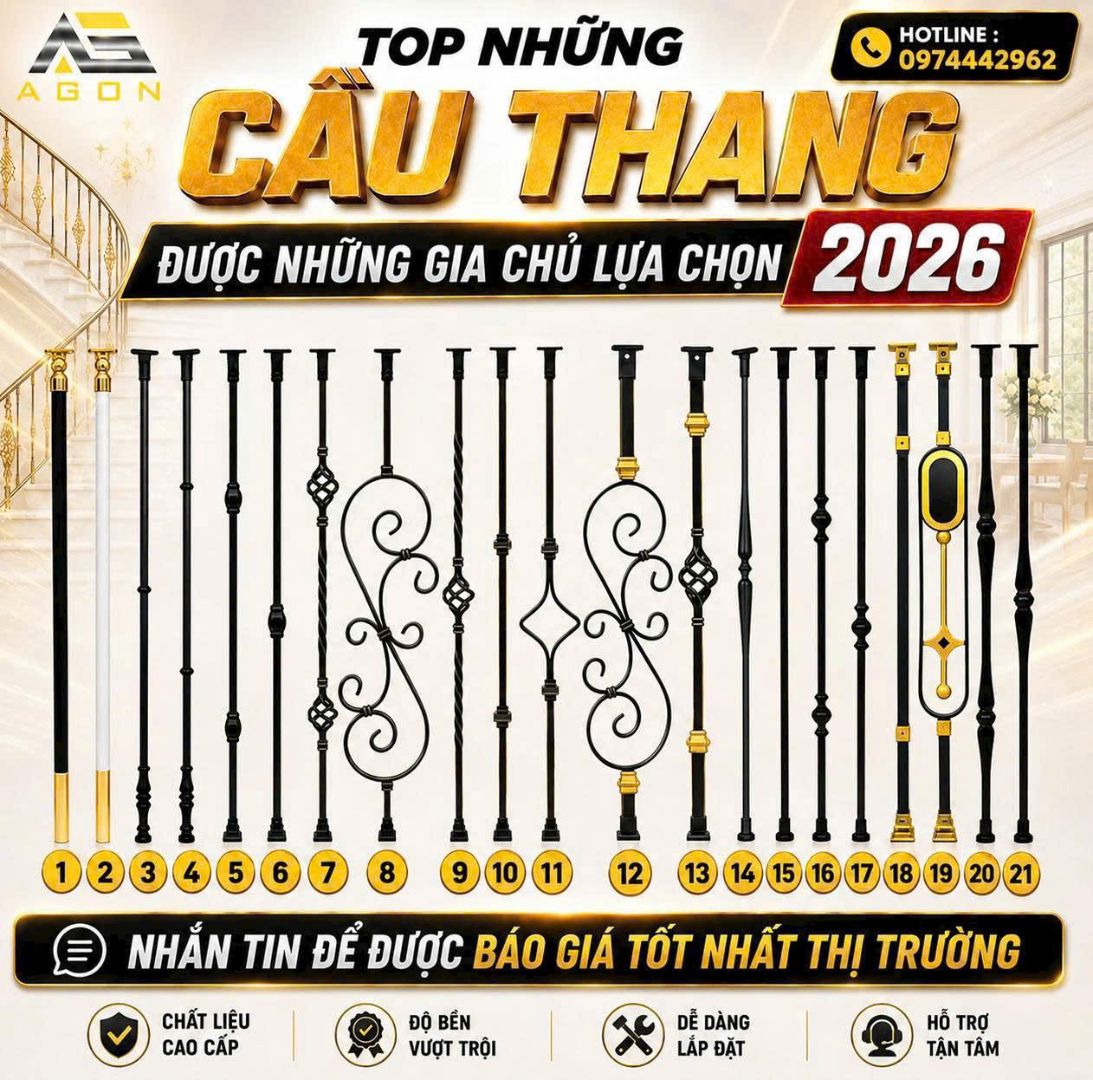 Báo giá con tiện cầu thang sắt đẹp, giá rẻ nhất 2026
