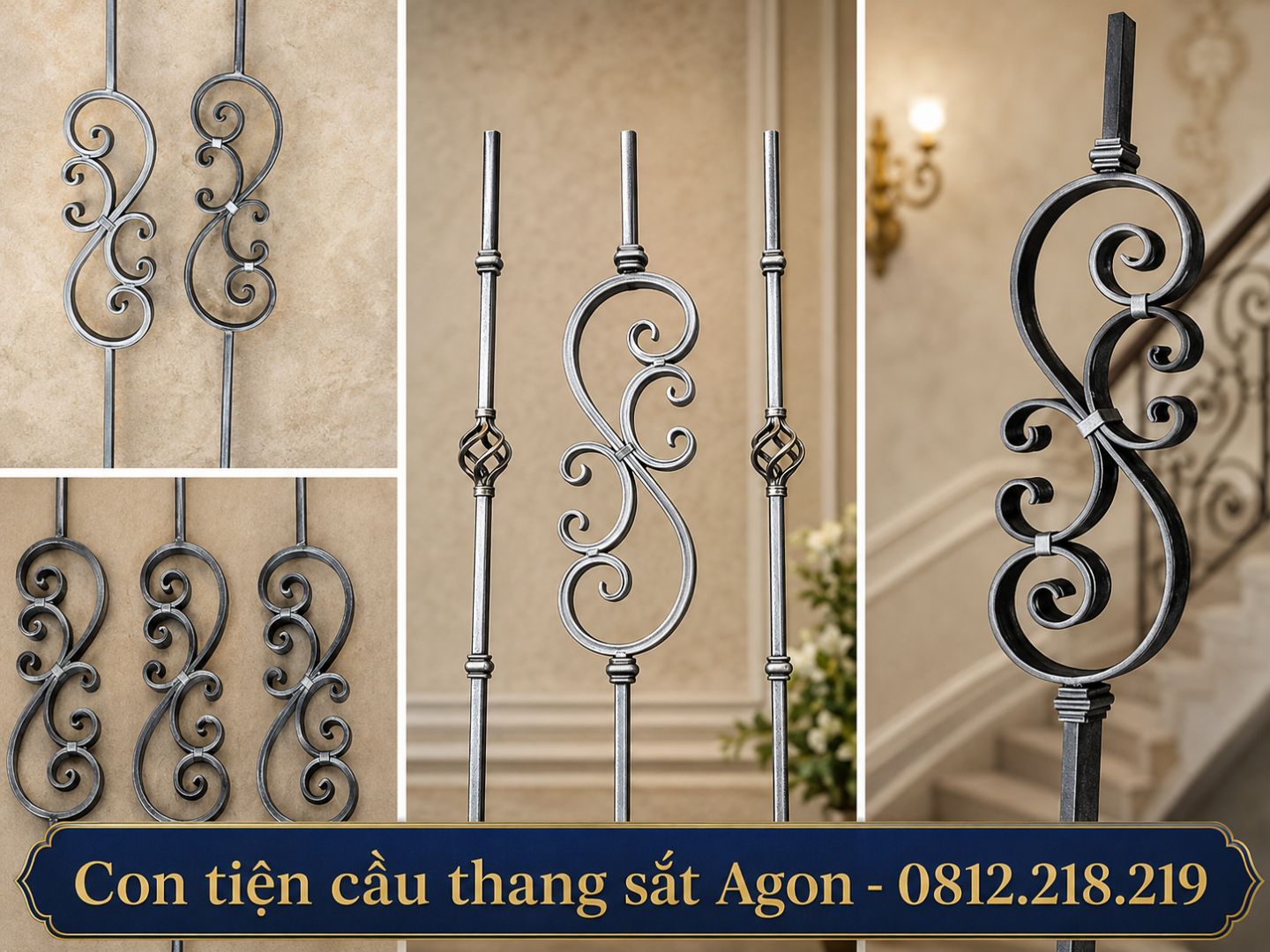 Báo giá và mẫu mã con tiện cầu thang sắt